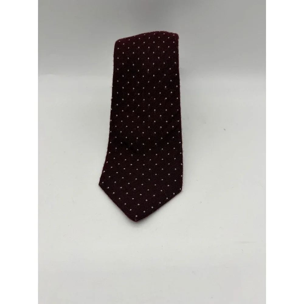 Bonobos Tie Mens OS Burgundy Micro Dot Wool Silk Blend Handmade USA Slim Classic